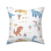 Colourful dinosaur- white (big pattern)