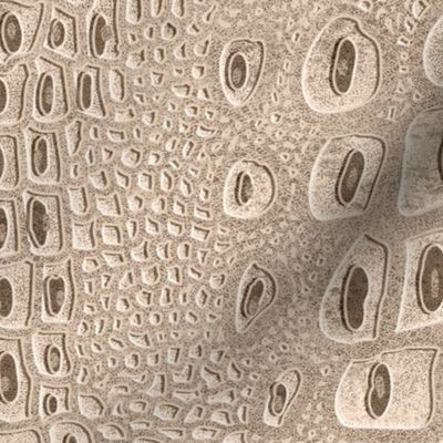 Crocodile Textured Leather- Cream Almond- Warm Neutrals- Animal Print- Large Scale