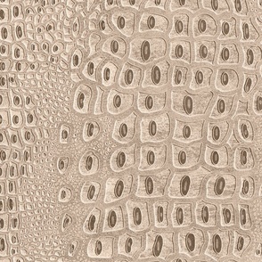 Crocodile Textured Leather- Cream Almond- Warm Neutrals- Animal Print- Large Scale