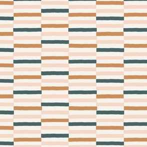 M Wide Horizontal Checker Stripes - Pink Gold Teal
