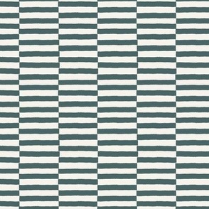 M Wide Horizontal Checker Stripes - Teal Blue Green