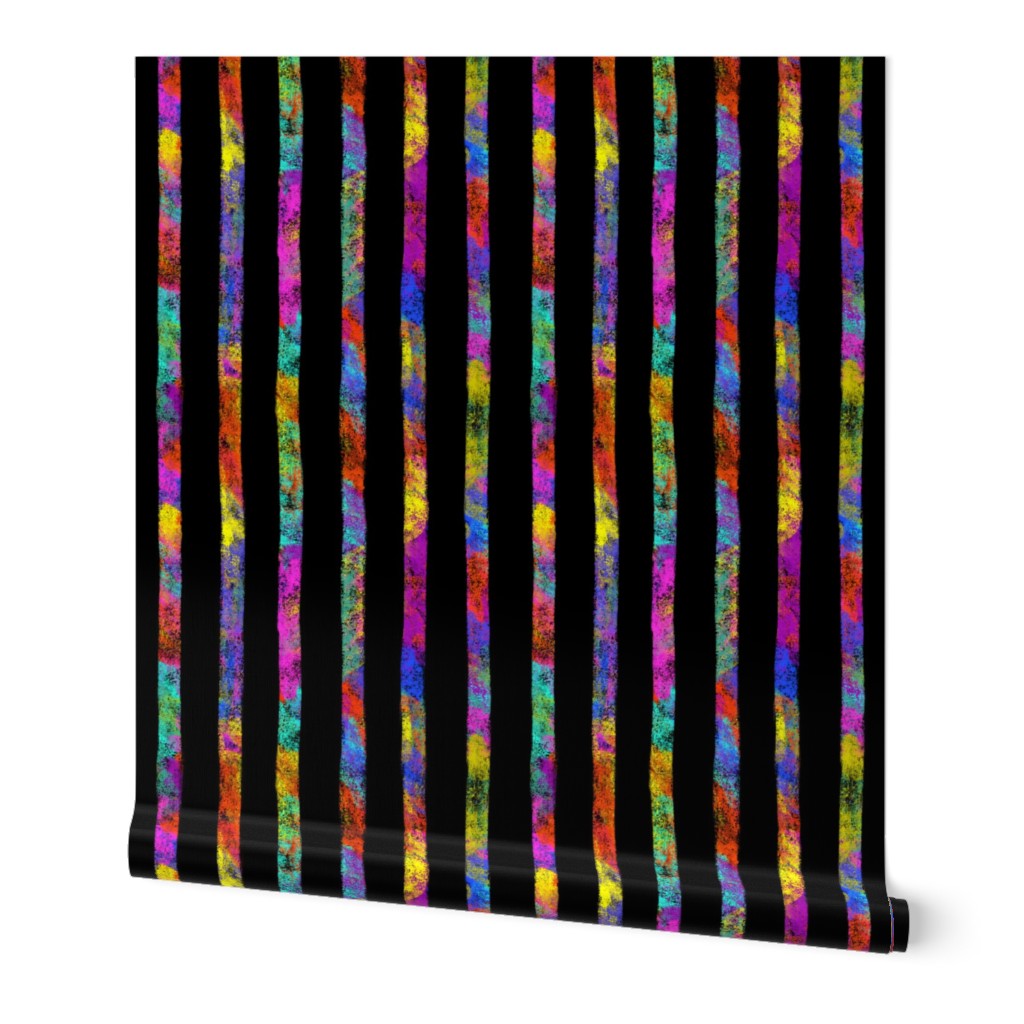 Multicolor Crayon Stripes on Black