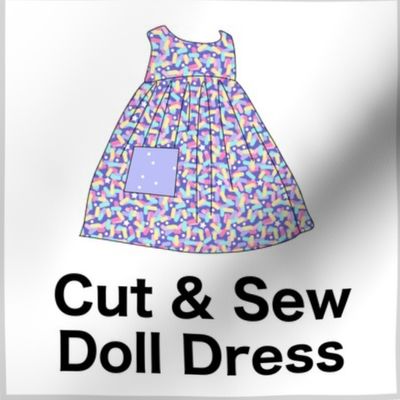 Cut & Sew Dress (Candy Sprinkles) on FAT QUARTER for Forever Virginia Dolls and other 1/8, 1/6 and 1/5 scale child dolls // little small scale tiny mini micro doll