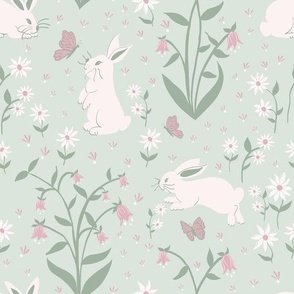 Spring Bunnie Celadon Green Large Scale