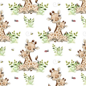 Safari Animals Giraffe Baby Nursery Ladybug Bee 