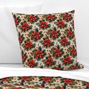 Christmas Poinsettia Pinecones and Holly Design Pattern Home Decor