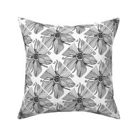 6” Monochrome Topography Flower Tangle Diamond Tile - Small