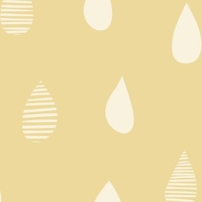 Rainy Day Hand-Drawn Falling Raindrops - Honey Yellow - Large Scale - Simple Weather Design for Fun Nature-Inspired Kids and Nursery Decor