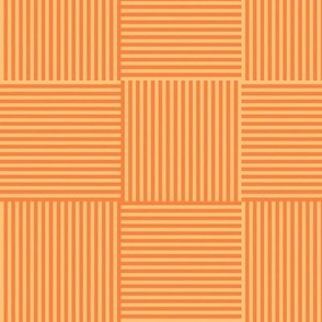 Modern Geometric Woven Stripes Design in Red and Yellow Trellis