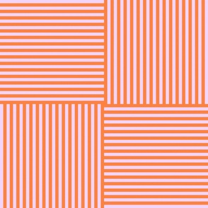 Modern Geometric Woven Stripes Design in Red and Pink Trellis