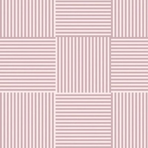 Modern Geometric Woven Stripes Design in Pale Pink and Gray Trellis
