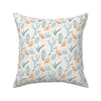 Flamingos and Cacti desert botanical Wild West exotic landscape peach baby blue Large 6in-repeat