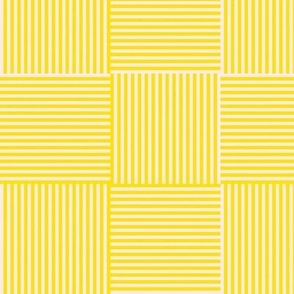 Modern Geometric Woven Stripes Design in Yellow Trellis