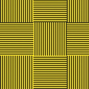 Modern Geometric Woven Stripes Design in Yellow  and Black Bee Trellis
