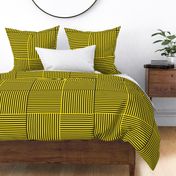 Modern Geometric Woven Stripes Design in Yellow  and Black Bee Trellis