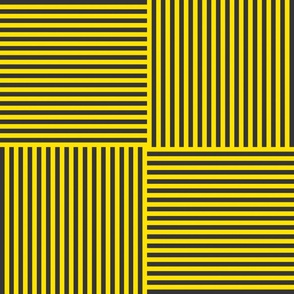 Modern Geometric Woven Stripes Design in Yellow  and Black Bee Trellis