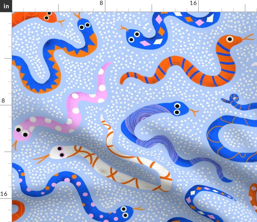 Cute Colorful Snakes On Light Blue