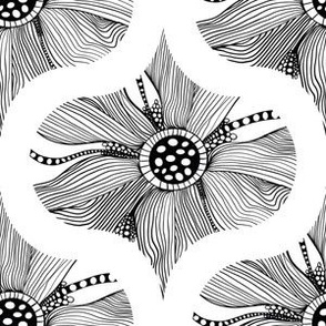6” Monochrome Topography Flower Tangle Retro Ogee - Small