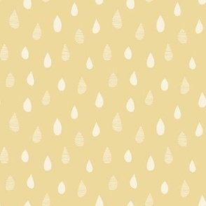 Rainy Day Hand-Drawn Falling Raindrops - Honey Yellow - Small Scale - Simple Weather Design for Fun Nature-Inspired Kids and Nursery Decor