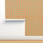 Modern Geometric Woven Stripes Design in Green and Red Trellis