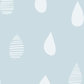 Rainy Day Hand-Drawn Falling Raindrops - Ice Blue - Large Scale - Simple Weather Design for Fun Nature-Inspired Kids and Nursery Decor