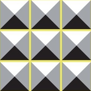 Large Faux Silver Square Studs Pattern - Tiles - Windowpane - Punk Studs Effect - Grey and Yellow