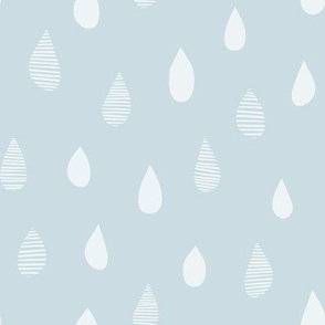Rainy Day Hand-Drawn Falling Raindrops - Ice Blue - Medium Scale - Simple Weather Design for Fun Nature-Inspired Kids and Nursery Decor