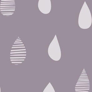 Rainy Day Hand-Drawn Falling Raindrops - Lilac Purple - Large Scale - Simple Weather Design for Fun Nature-Inspired Kids and Nursery Decor