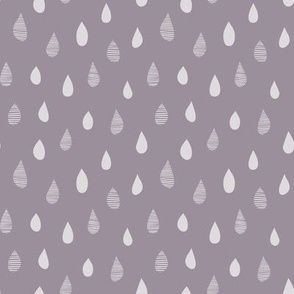 Rainy Day Hand-Drawn Falling Raindrops - Lilac Purple - Small Scale - Simple Weather Design for Fun Nature-Inspired Kids and Nursery Decor