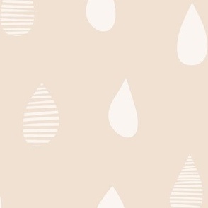 Rainy Day Hand-Drawn Falling Raindrops - Almond Beige - Large Scale - Simple Weather Design for Fun Nature-Inspired Kids and Nursery Decor