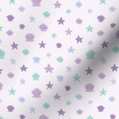 Cheerful starfish and seashells | Pastel kid designs - purple