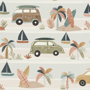 Summer Vacation - day at the beach Vintage old style L