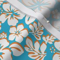 Aqua Blue, Orange and White Hawaiian Flowers -Extra Small Scale -