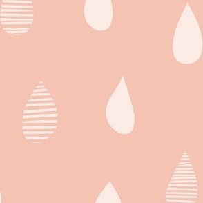 Rainy Day Hand-Drawn Falling Raindrops - Rose Pink - Large Scale - Simple Weather Design for Fun Nature-Inspired Kids and Nursery Decor