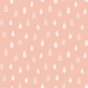 Rainy Day Hand-Drawn Falling Raindrops - Rose Pink - Small Scale - Simple Weather Design for Fun Nature-Inspired Kids and Nursery Decor