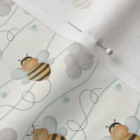 Cute Flying Bees and Clouds On Cream - 6 Inch