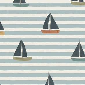 Summer Vacation - minimalist retro sail boats vintage old Style L