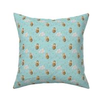Cute Flying Bees and Clouds On Blue - 6 Inch