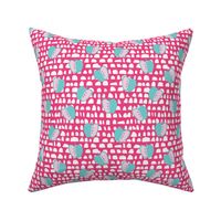 Apple Geometric Fruit Fuchsia and White Circle Stripe Fabric Kitchen Home Decor Bedding