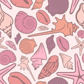 Rosy pastel seashells - beach treasure