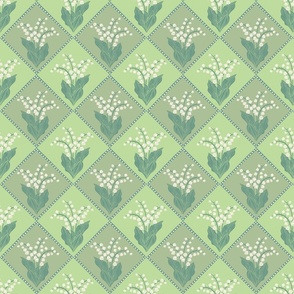 Victorian lily of the valley dolls house wallpaper diamond pattern 