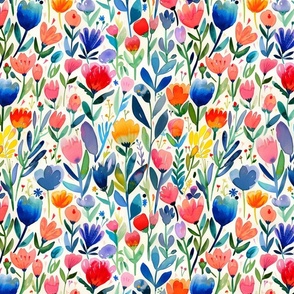 Colorful whimsical spring wildflowers 