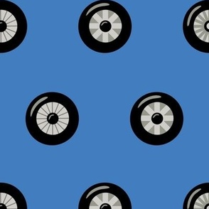 Car Wheels on Blue - Polkadots, (lg)