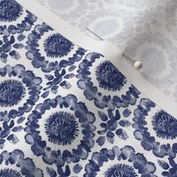 Indigo Shibori White Flowers Floral Watercolor