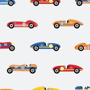 Retro Race Cars in Primary Colors (lg)