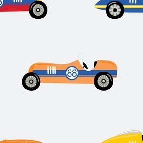 Retro Race Cars in Primary Colors (xl)