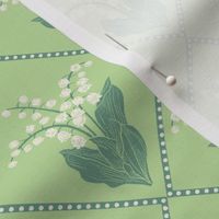 Lily of the valley repeat in diamond shaped pattern (light green large)