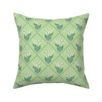 Lily of the valley repeat in diamond shaped pattern (light green large)