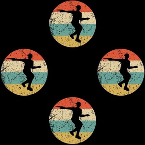 Disc Golf Player Silhouette Retro Sports Repeating Pattern Black