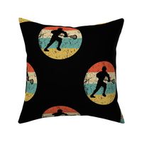 Lacrosse Player Silhouette Retro Sports Repeating Pattern Black